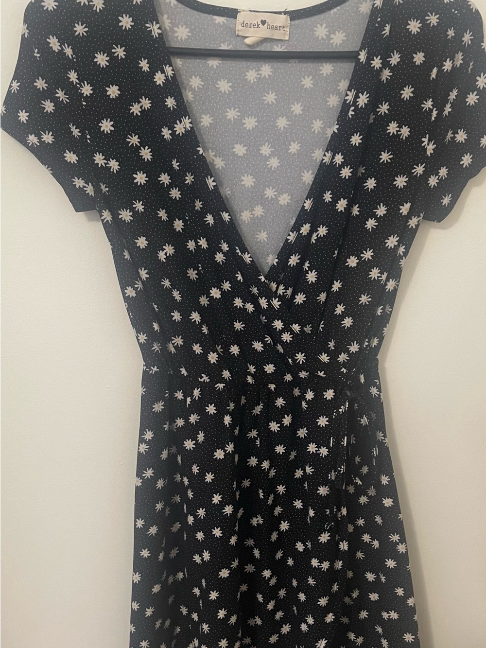 Derek Heart Black Daisy Wrap Dress